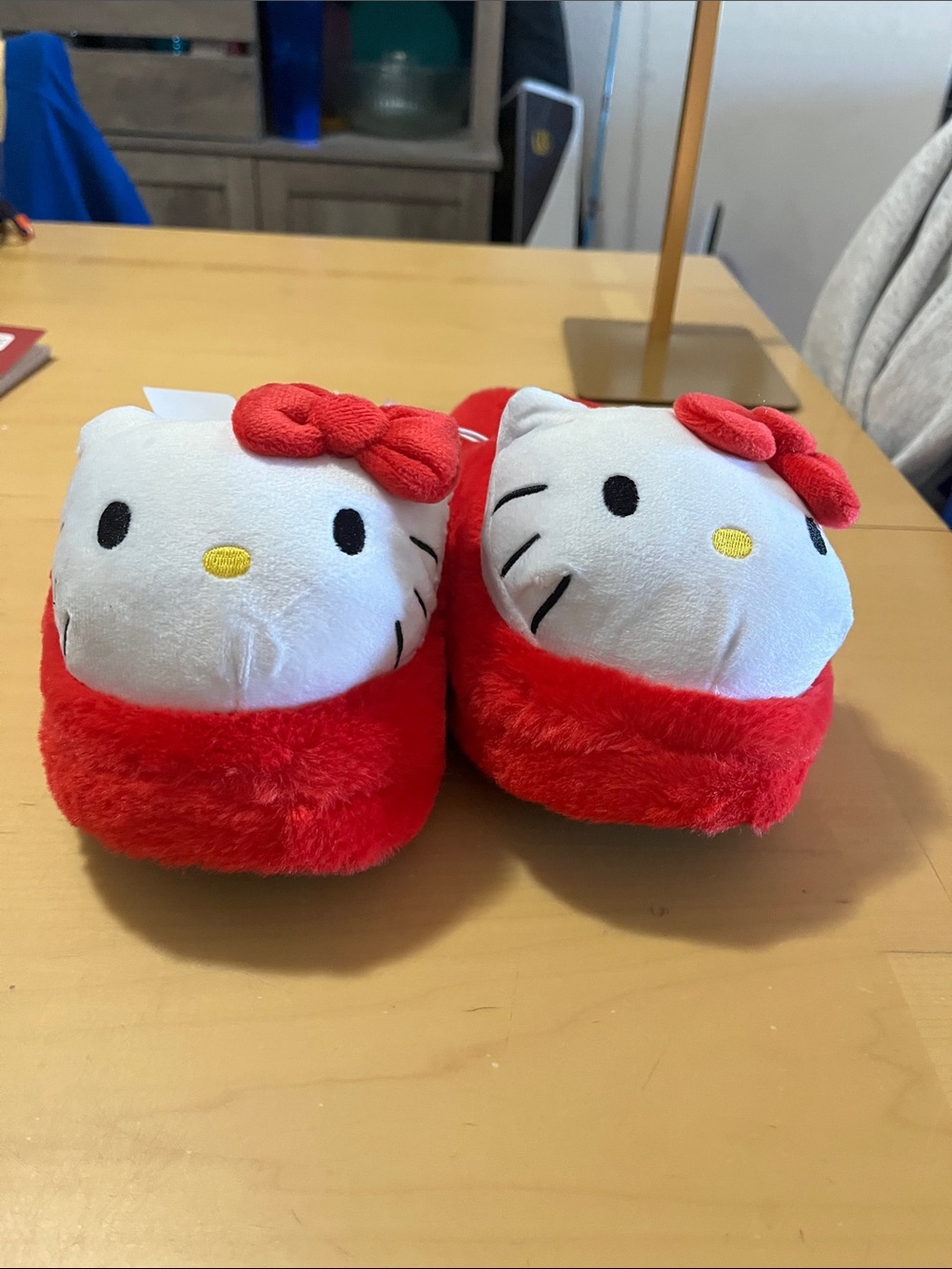 Hello Kitty Red and White Plush Kids Slippers